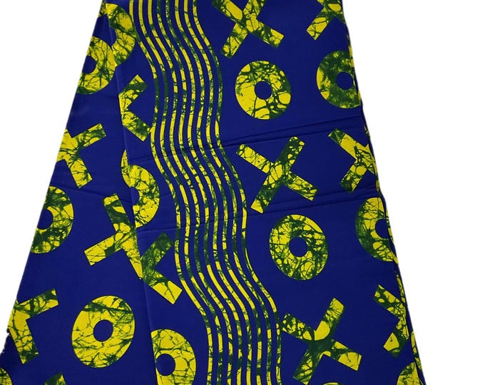 Blue Yellow African Print Fabric/Ankara 6 Yards/Cotton Fabric By The Yard/MK151/