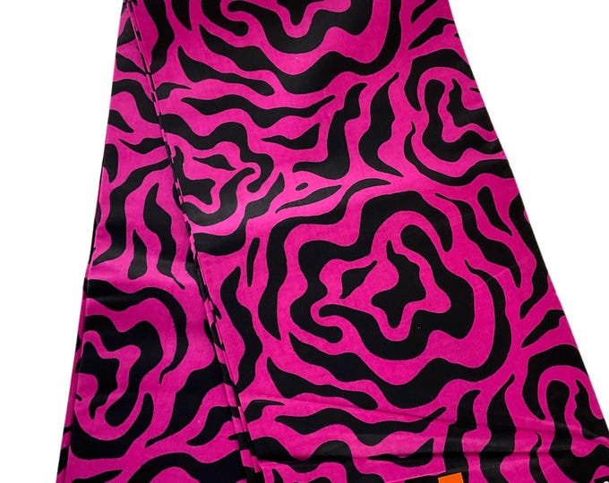 African Fabric/African prints/ Ankara fabric/ African wax/Pink and black African fabric/wax print fabric/ African fabric by the yard/CK33