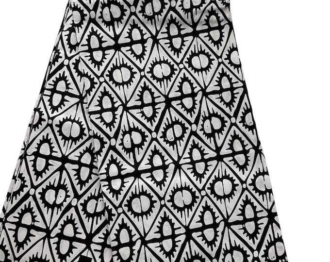 White Black African Print Fabric/Ankara Fabric 6 Yards/Cotton Fabric By The Yard/Triba Native Ptint/MK760n