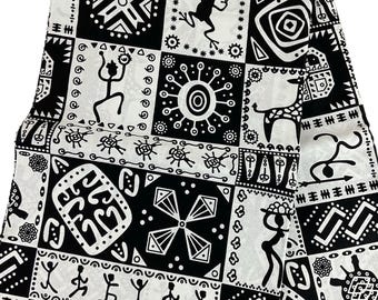 Black and White Ankara Fabric – African Print Cotton, 6 Yards with Headwrap