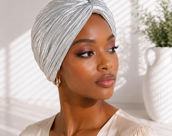 Stretchy White  Twisted Turban/Pre-Tied Turban Headwrap For Women/Knotted Turban/Breathable Non-Slip Hat/Chemo/Alopecia