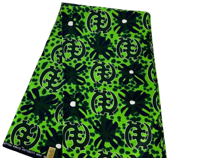 Green Black African Print Fabric/Ankara 100% Cotton/Tribal Print/By The Yard/MK803