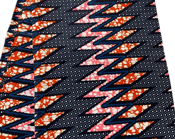African Fabric/Ankara-Pink and Black Zig Zag Fabric/African Dress/African Print/Block Printed Fabric/Mudcloth Fabric/Quilting Fabric/ZM56