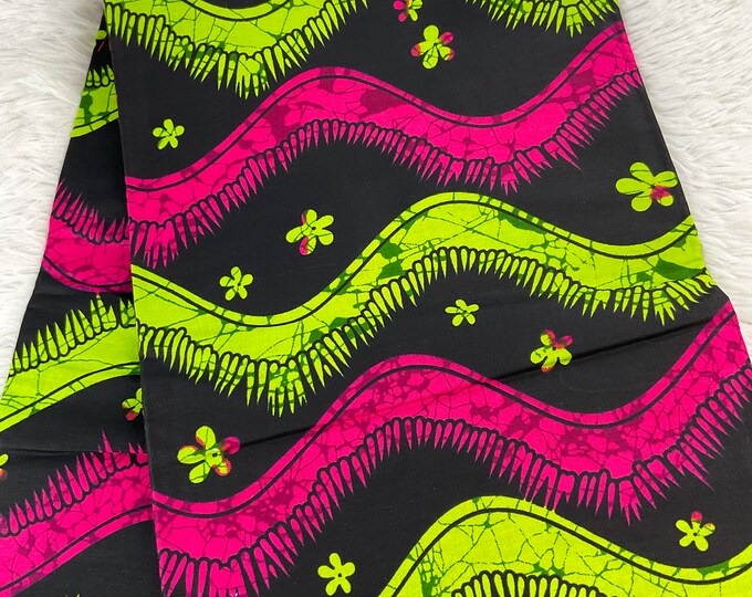African Fabric/African Print Fabric/Ankara-Pink and Green Fabric /MK195a/Mudcloth Fabric/African Fabric 6 Yards/BY The Yard/Ankara Fabric/
