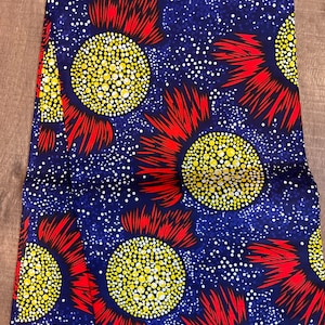 African Fabric/Ankara-Blue and Orange Floral Design/African prints/ Ankara fabric/ African wax/African clothing/MK193/
