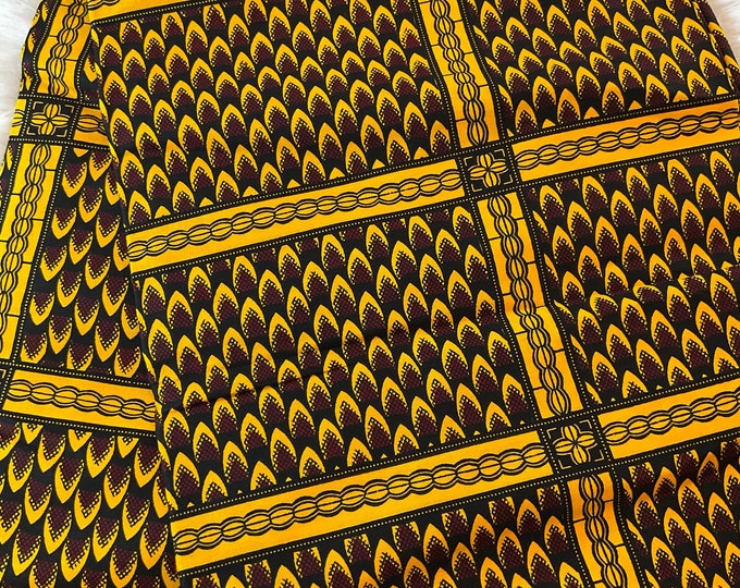 African Fabric/Ankara-Yellow and black Design/African prints/ Ankara fabric/ African wax/African clothing/MK193/