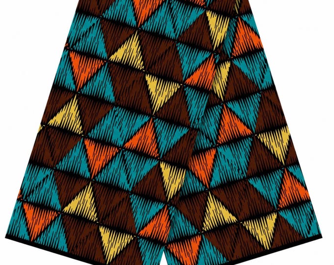 African Fabric/ African Print Fabric/African Wax Fabric/Ankara-Teal Blue Orange Fabric/Gift For Her/Fabric/DT0z