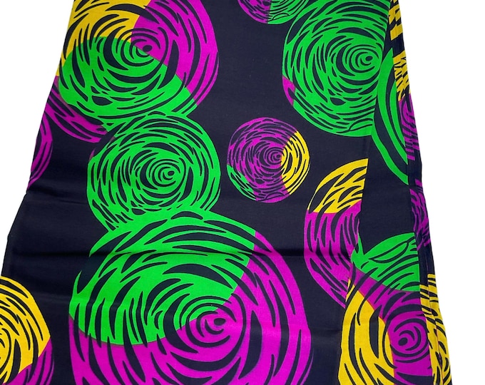 African Fabric/African Print Fabric/ Ankara-Green Pink Yellow Design/Crafts Fabric/MK458/Decor/Tribal/Native Fabric/Danshiki Fabric