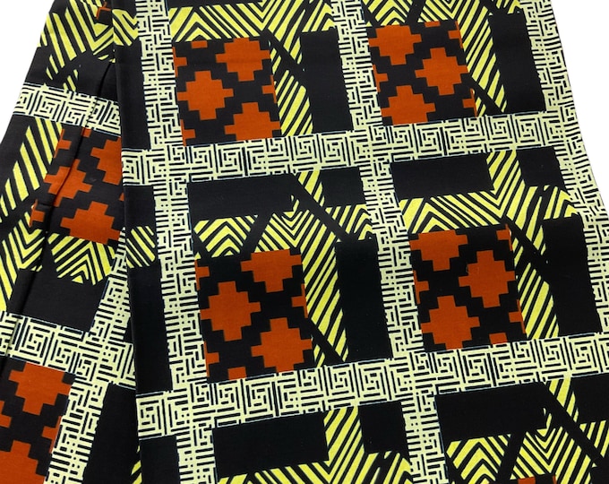 Black Cream Orange African print Fabric/Ankara 6 yards/By The Yard/Tribal/MK752