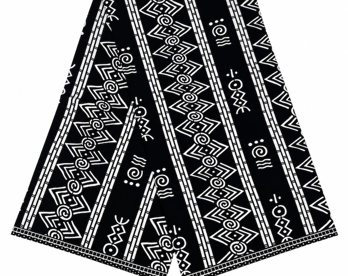 African Fabric By The Yard/Ankara Fabric/African Fabric/Quilt Fabric/Craft Fabric/100% Cotton/MK707B/White and Black Ankara Fabric.