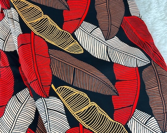 African Fabric/African Print Fabric/Ankara-black and orange floral des/ African fabric per yard/ African fabric for crafts/ African fab/CK32
