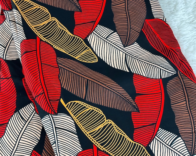 African Fabric/African Print Fabric/Ankara-black and orange floral des/ African fabric per yard/ African fabric for crafts/ African fab/CK32