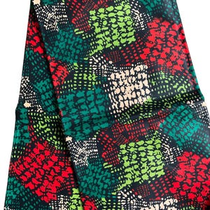 African Fabric/African prints/ Ankara-Green,Red,fabric/ Wax print/ African fabric for crafts/ African headwrap/ African clothing/FG102d