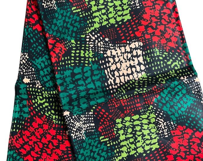 African Fabric/African prints/ Ankara-Green,Red,fabric/ Wax print/ African fabric for crafts/ African headwrap/ African clothing/FG102d