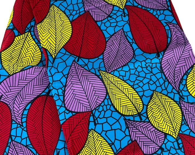African fabric /African prints/ Ankara fabric/ African wax/ African fabric per yard/ African fabric for craft/MK411F/Blue Pink  Ankara Fabri