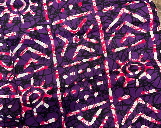 African Fabric/Ankara-Purple,White and pink Fabric/African Dress/African Print/Block Printed Fabric/Mudcloth Fabric/Quilting Fabric/Cot/ZM56