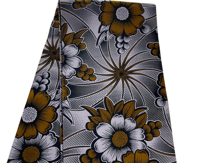 African Print Fabric/Olive Grey Ankara 6 Yards/100% Cotton Fabric/Quilting Fabric/MK164