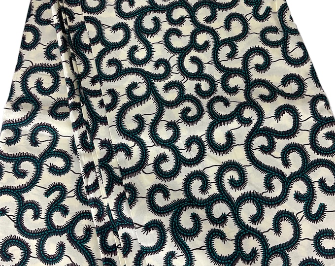 African Fabric By The Yard/Ankara Fabric/African Fabric/Quilt Fabric/Craft Fabric/100% Cotton/MK707C/White and Black Ankara Fabric.
