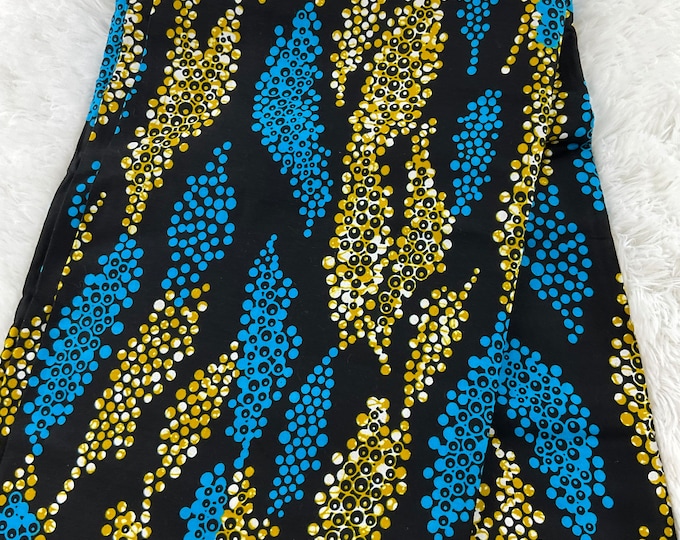 African Fabric/African prints/ Ankara fabric/ African wax/Hollandais/Blue and black African fabric/ African fabric 6 yards/MK585
