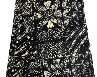 Black & White African Print Fabric: 6 Yards Cotton Ankara with Headwrap
