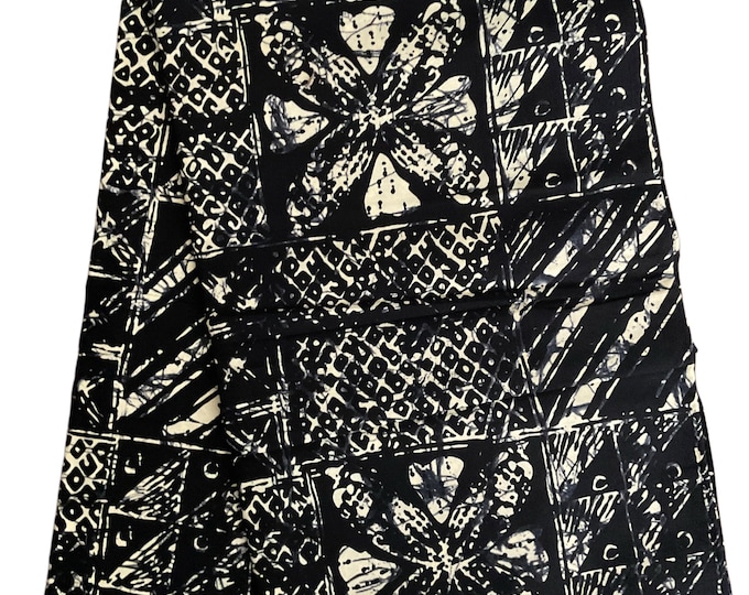 Black & White African Print Fabric: 6 Yards Cotton Ankara with Headwrap