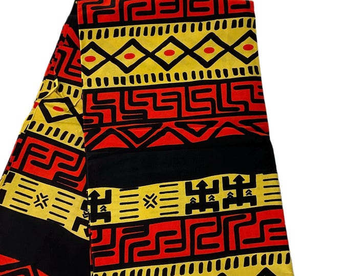 Black Yellow Orange African Print Fabric/Ankara 6 Yards/Fabric Per Yard/Cotton Print For Quilts/Tribal/MK908L