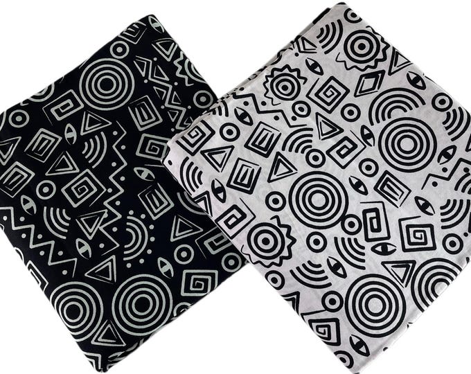 African Fabric /Ankara-Black and White Fabric/African Wax Print /MK43kt/Fabric Bundles/African Clothing/Native/Tribal Print/Kente/African Dr