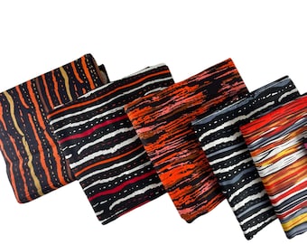 Juego de 5 retales de tela africana estampada/retales de tela Ankara/telas de algodón para acolchado/MK43kt
