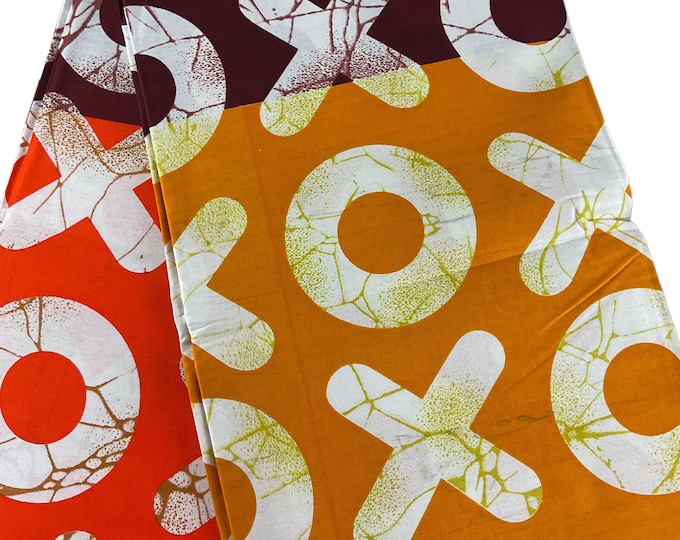 Yellow Brown Orange African Ankara Fabric/By The Yard/Cotton Print/MK458