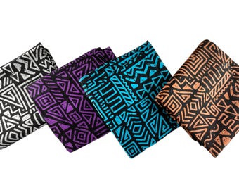 Tela africana estampada en blanco, morado, verde azulado y beige/Ankara, 6 yardas/Estampados de algodón para acolchado/Estampado a la cera/MK411
