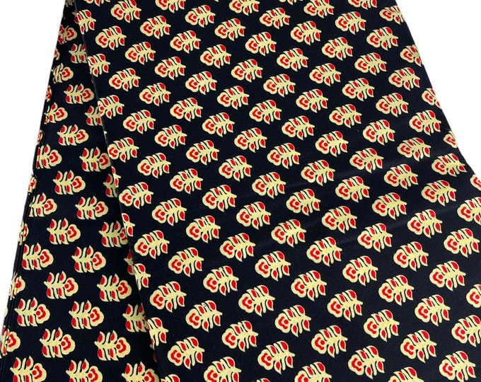 Black & Red Ankara Fabric, 6 Yards with Headwrap, African Print Cotton