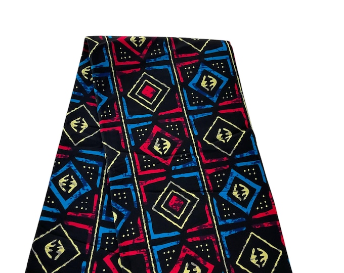 African Fabric/African Print Fabric/African Wax Fabric/Ankara-Red and Black Fabric/Gift For Her/Fabric/DT0z