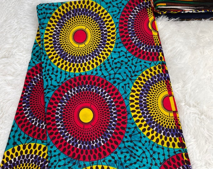 Purple African Print Fabric, 6 Yards with Headwrap