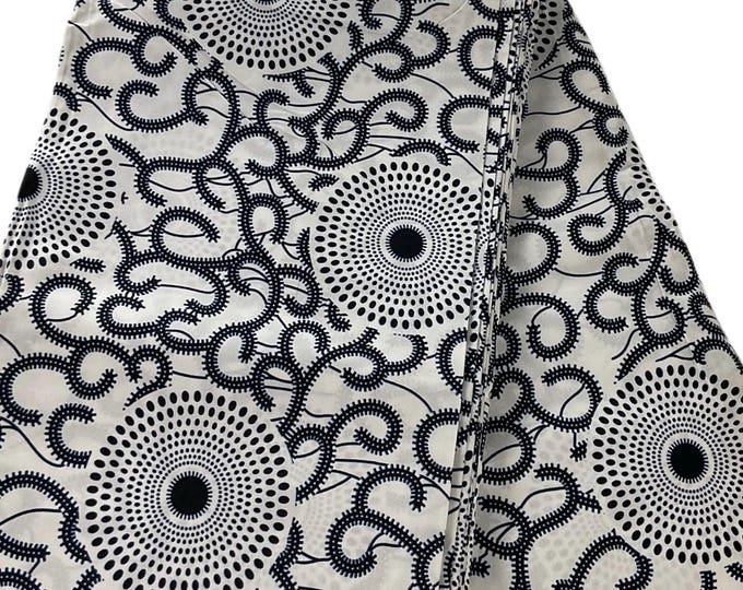 African Fabric/African Print Fabric/Ankara-Black and White Color/ African fabric per yard/ Ankara/ African Dress/MK151/Mudcloths/Kitenge