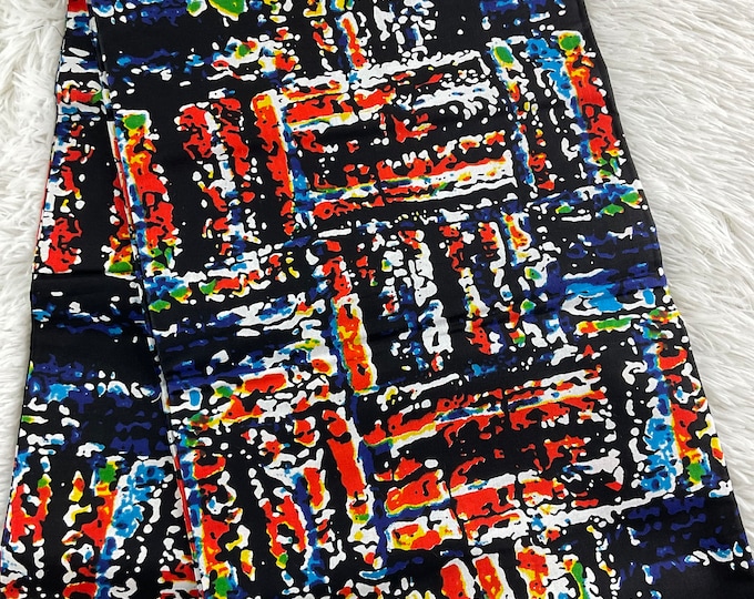 Black Orange Blue African Print Fabric/By The Yard/Ankara 6 Yard/DK34h