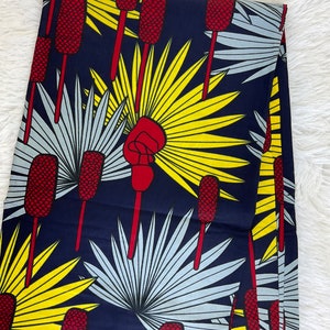 Red & Yellow African Print Fabric: Cotton Wax Fabric, Headwrap