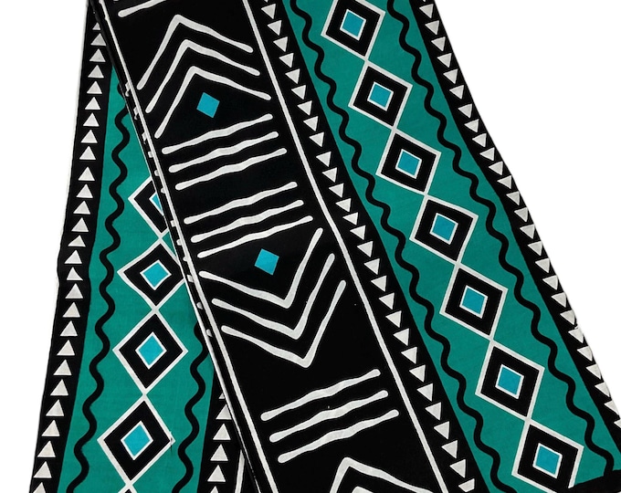 African Print Fabric/Ankara 6 Yards/Fabric Per Yard/Cotton Fabric Teal Black Colors/MK108