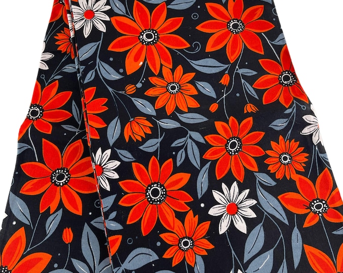 African fabric /African prints/BY THE YARD/ fabric for crafts/ African/MK141/Ankara-Orange and Black Fabric