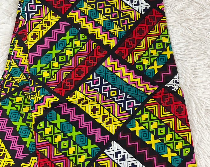 Red African Ankara Print Fabric/African Cotton 6 Yards/By The Yard/Tribal Print/DK18