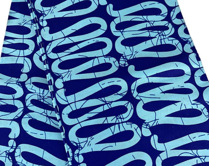 Blue African Fabric By The Yard/Ankara 6 Yards/Cotton/Wax Print/ headwrap/MK591