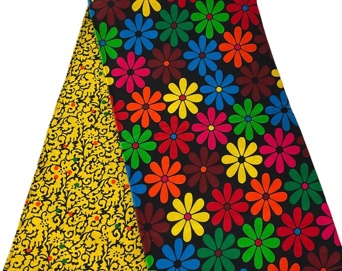 Yellow Orange Blue African Print Fabric/Ankara 6 Yards/Cotton Fabric By The Yard/MK151/