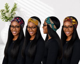 Ankara Fabric Wide Headband: Pre-Tied African Head Wrap/KT03