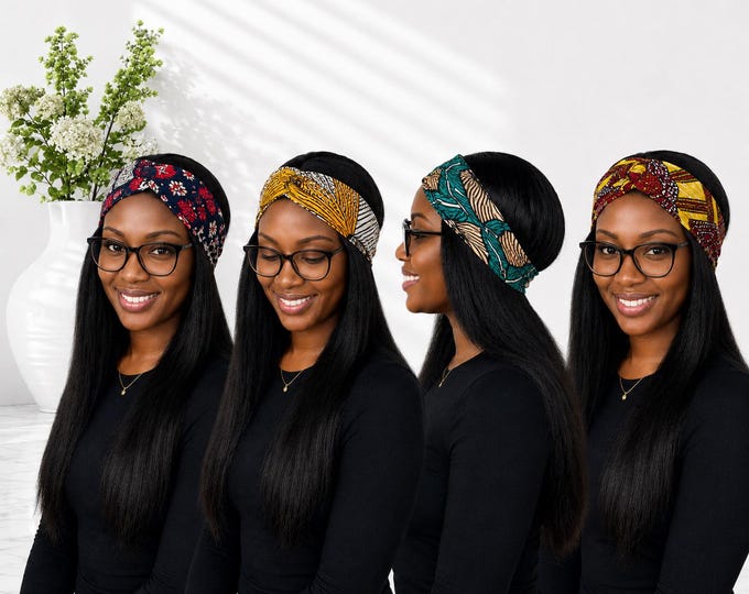 Ankara Fabric Wide Headband: Pre-Tied African Head Wrap/KT03