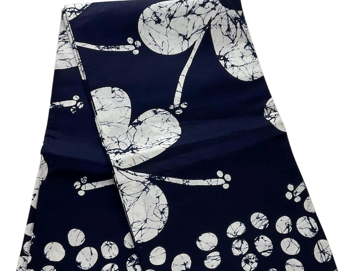 Navy White  African Print Cotton/Ankara Fabric 6 Yards/Quilting Fabric By The Yard/MK760J