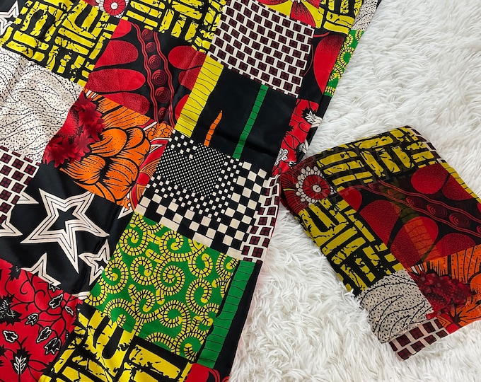 Mix and matched African Fabric SILK AND CHIFFON /Ankara fabric/ African fabric by the yard/ Wax prints/ African fabric for apparel/MK431/
