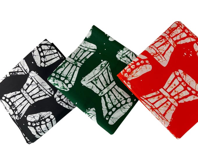 African Ankara Fabric, Black Green Orange Wax Print, By The Yard,Cotton Print For Quilting