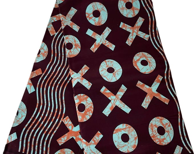 Brown Teal African Print Fabric/Ankara 6 Yards/Cotton Fabric By The Yard/MK151/