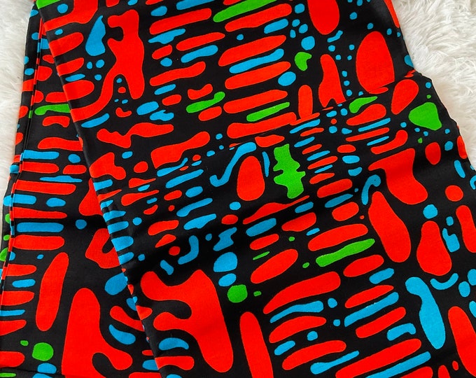African Fabric/African prints/ Ankara fabric/ African wax/Hollandais/ African fabric/ African fabric 6 yards/FG88cc/Orange Turquoise Black G