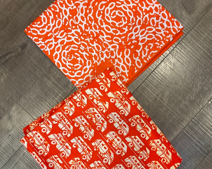 Orange Ankara Fabric, African Wax Prints, 6 Yards Total