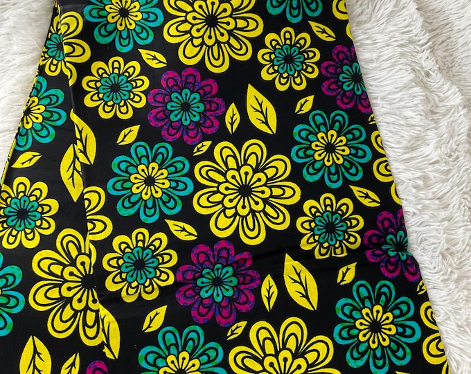 African Fabric/Ankara-Black,Yellow Purple Color/African fabrics 6 yards/MK169/African Fabric By The Yard/African Fabric For Clothing/Kente